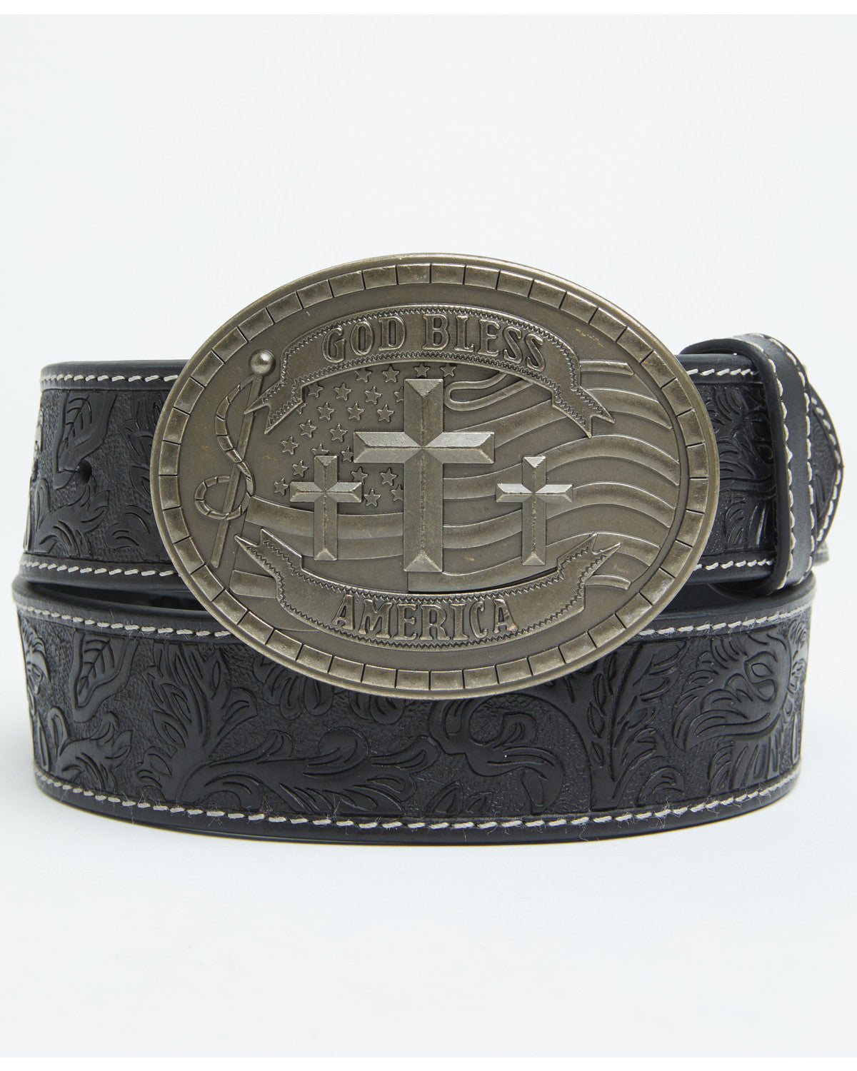 Men's God Bless America Tooled Buckle Belt | Cody James Accessories