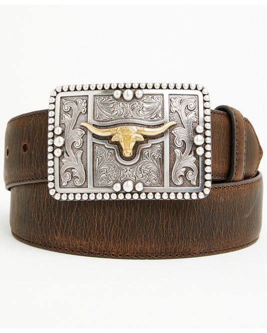 Men's Filigree Longhorn Leather Belt | Cody James Accessories