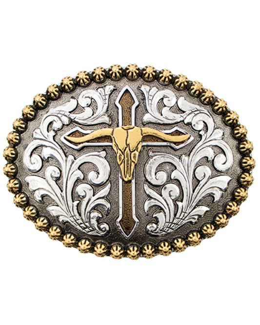 Men's Steer Skull With Cross Belt Buckle | Cody James Accessories