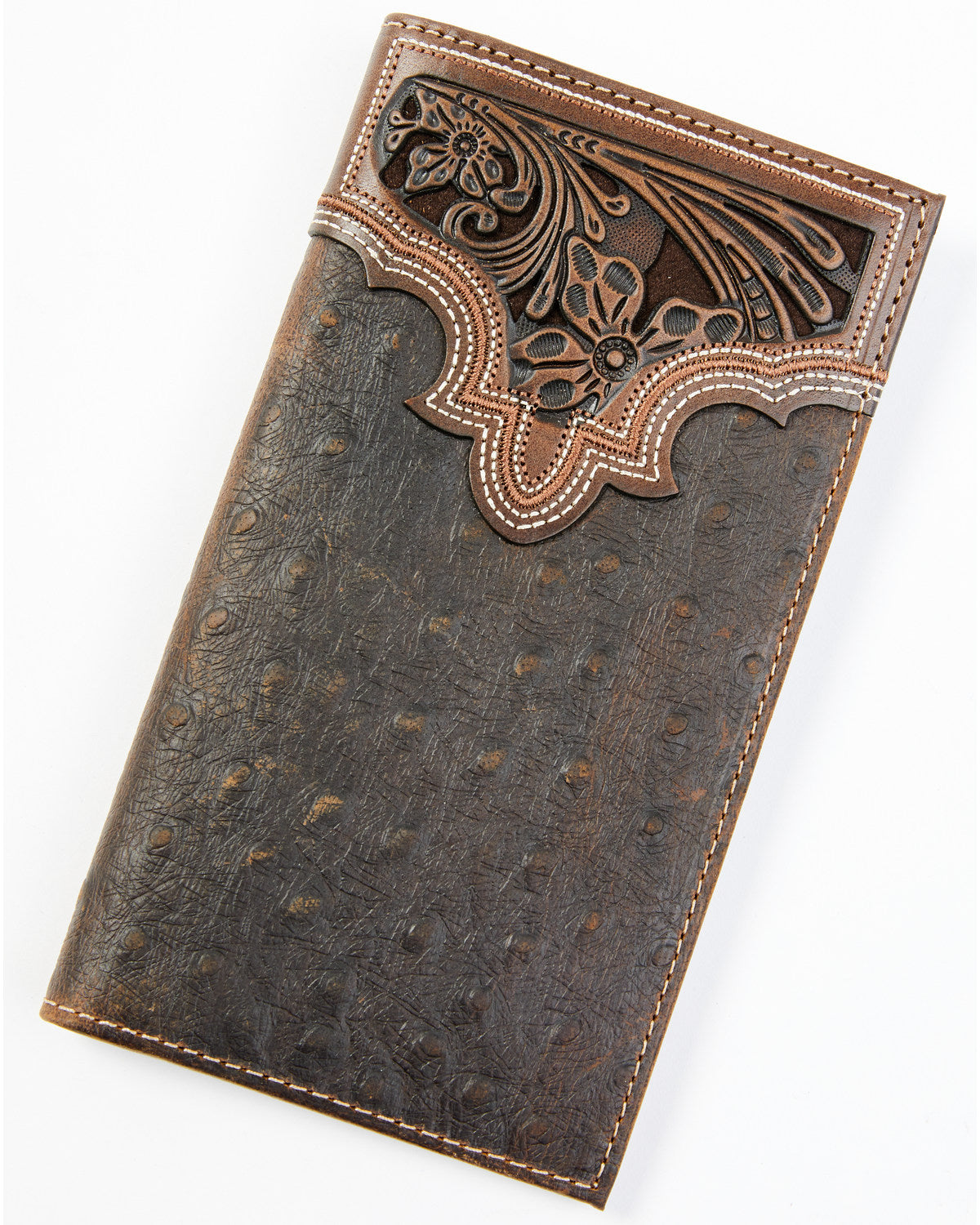 Men's Ostrich Tooled Checkbook Wallet | Cody James Accessories