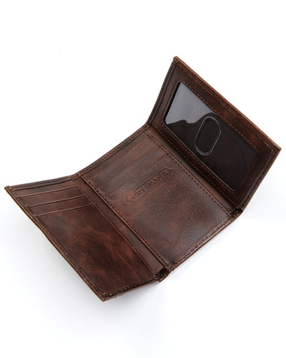 Men's Hair-On Floral Tooled Trifold Wallet | Cody James Accessories