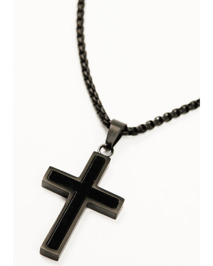 Men's Matte Black Inlay Cross Necklace | Cody James Accessories