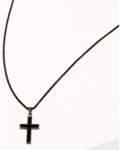 Men's Matte Black Inlay Cross Necklace | Cody James Accessories