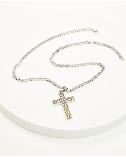 Men's Two-Tone Textured Cross Necklace | Cody James Accessories|Clothing|Sale