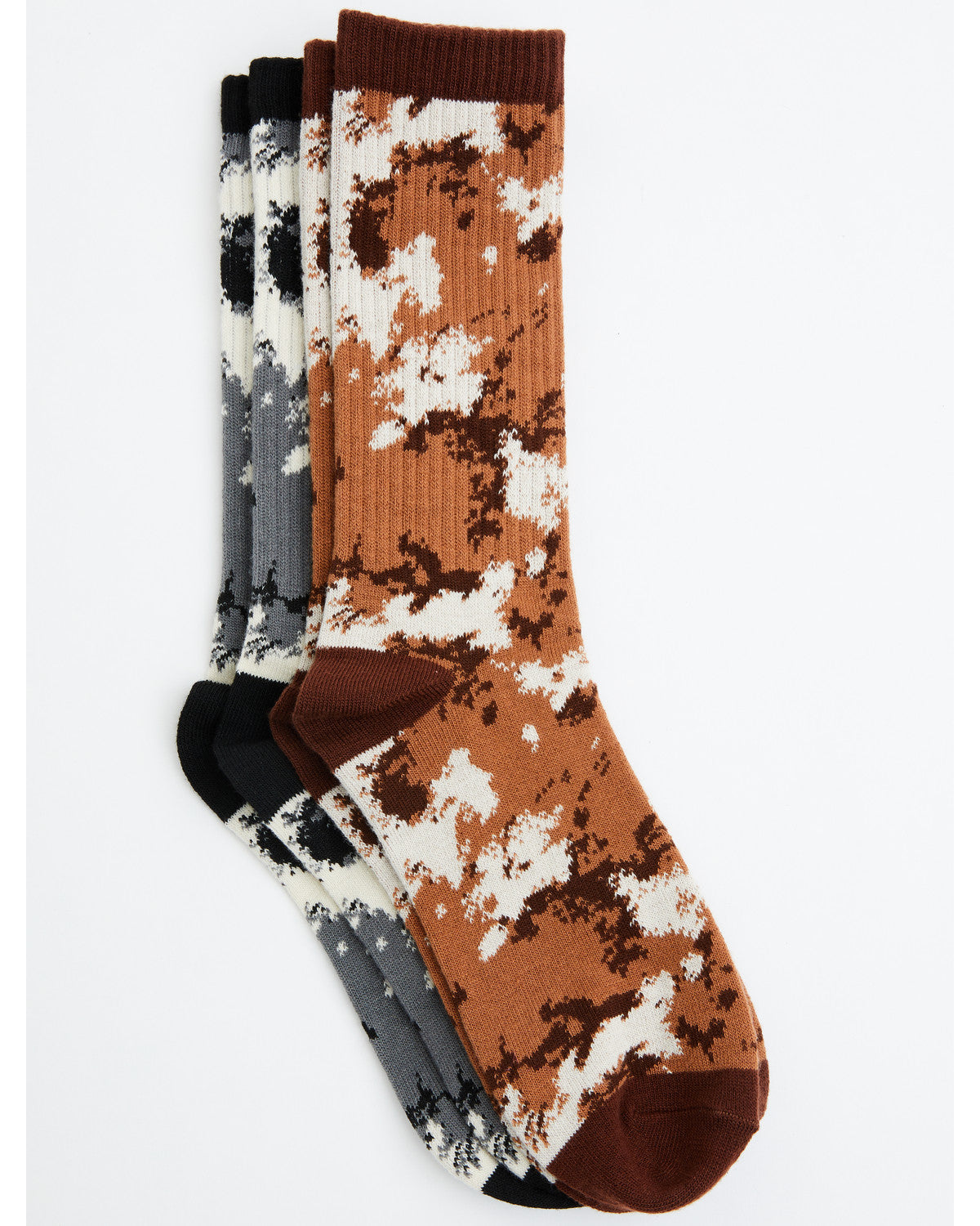 Men's Cow Print Crew Socks - 2 Pack | Cody James Accessories