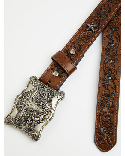 Boys' Longhorn Plaque Buckle with Star Concho Belt | Cody James Accessories