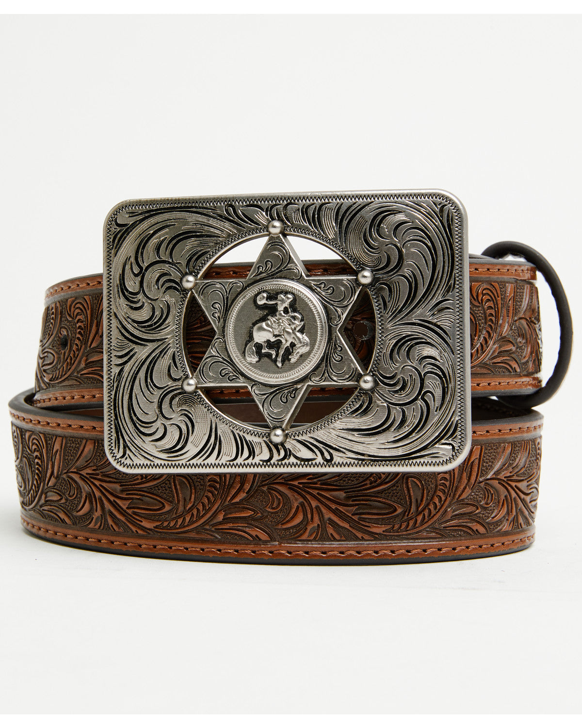 Boys' Sheriff Star Buckle Tooled Belt | Cody James Accessories