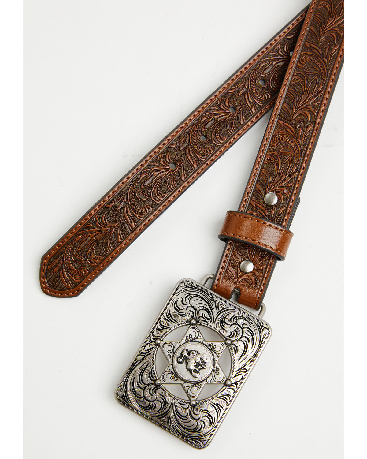 Boys' Sheriff Star Buckle Tooled Belt | Cody James Accessories