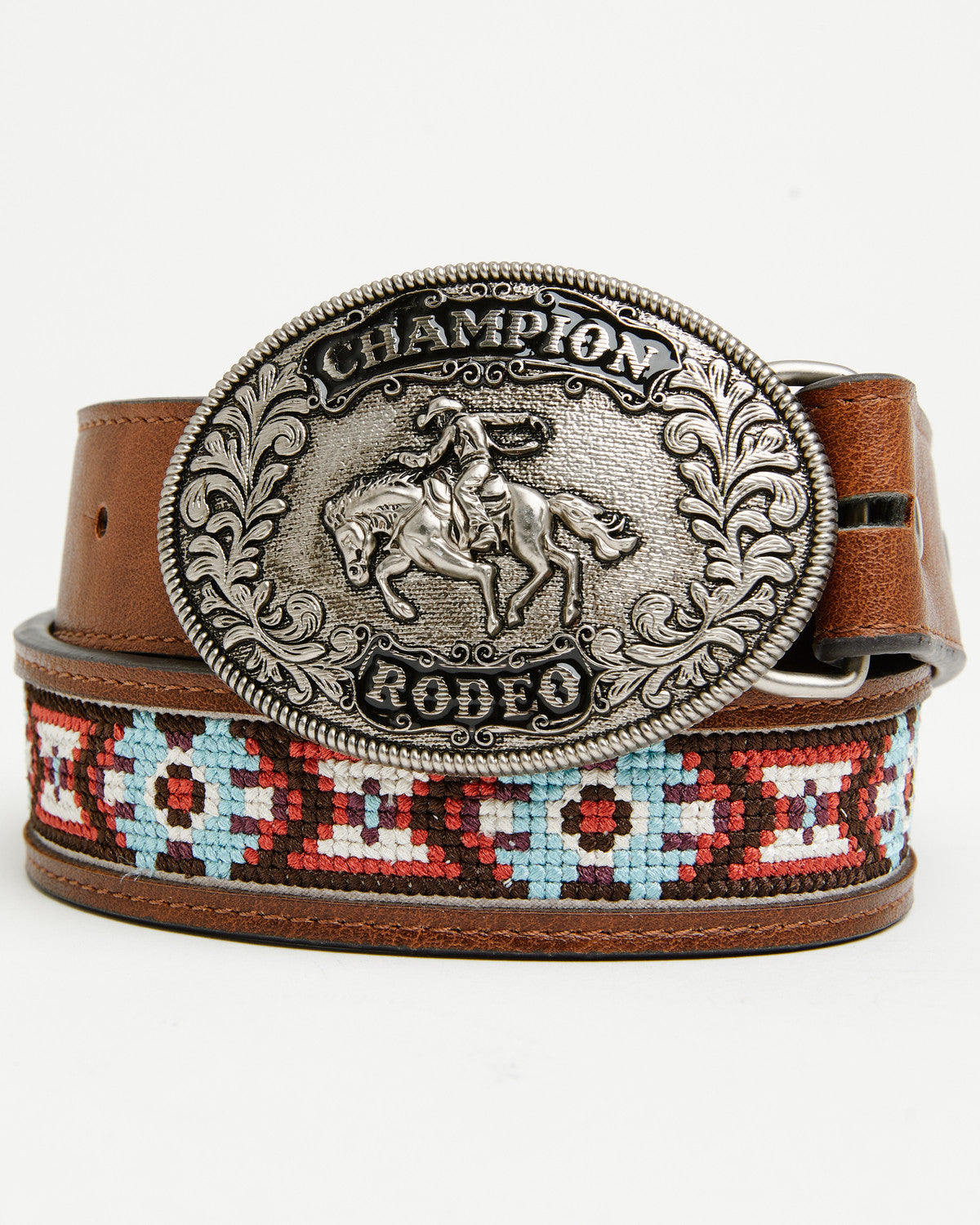 Boys' Rodeo Champ Southwestern Cross Stitched Bucked Belt | Cody James Accessories