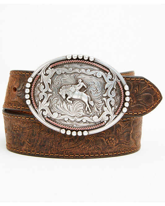 Boys' Bronc Rider Tooled Leather Belt | Cody James Accessories