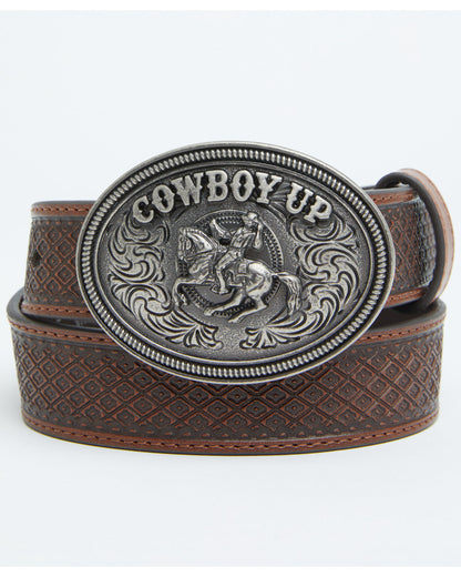 Boys' Basket Weave Cowboy Up Buckle Belt | Cody James Accessories