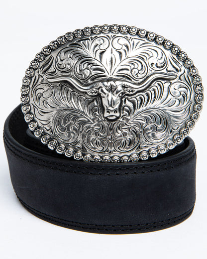 Boys' Longhorn Plaque Buckle Belt | Cody James Accessories