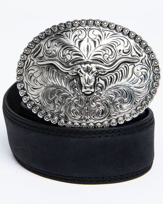 Boys' Longhorn Plaque Buckle Belt | Cody James Accessories