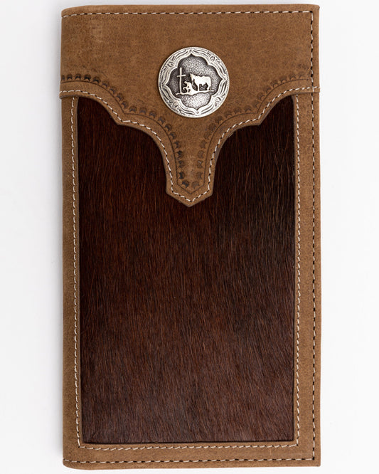 Men's Hair On Praying Cowboy Leather Checkbook Wallet | Cody James Accessories|Sale