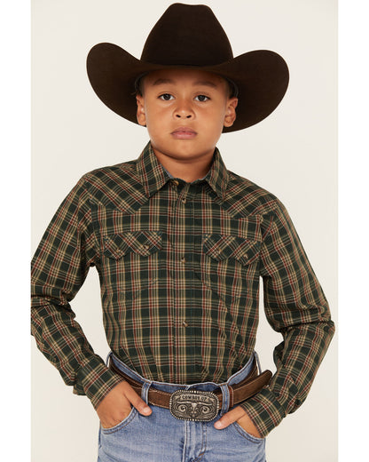 Boys' Douglas Fir Plaid Print Long Sleeve Snap Western Shir | Cody James Boys|Sale|Clothing