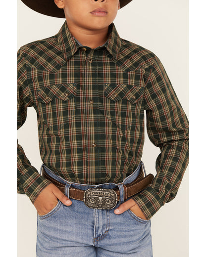 Boys' Douglas Fir Plaid Print Long Sleeve Snap Western Shir | Cody James Boys|Sale|Clothing