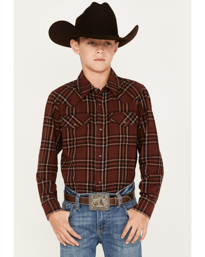 Boys' Plaid Print Long Sleeve Snap Flannel Shirt | Cody James Boys|Sale|Clothing