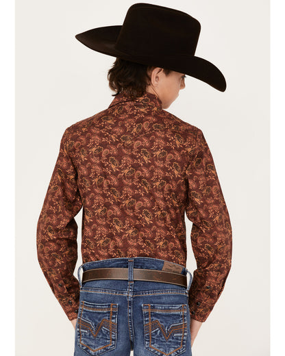 Boys' Paisley Print Long Sleeve Western Snap Shirt | Cody James Boys|Sale|Clothing