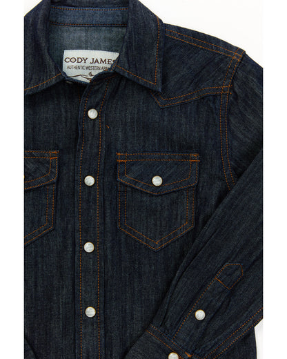 Toddler Boys' Foothill Denim Long Sleeve Pearl Snap Western | Cody James Boys|Sale|Clothing