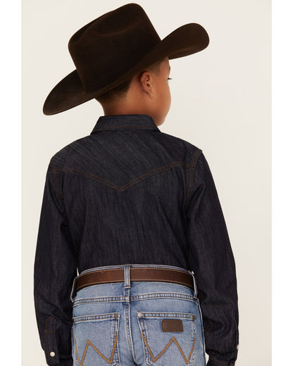 Boys' Cave Creek Long Sleeve Pearl Snap Western Denim Shirt | Cody James Boys|Clothing