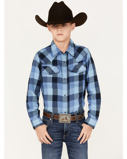 Boys' Plaid Print Long Sleeve Snap Western Flannel Shirt | Cody James Boys|Sale|Clothing