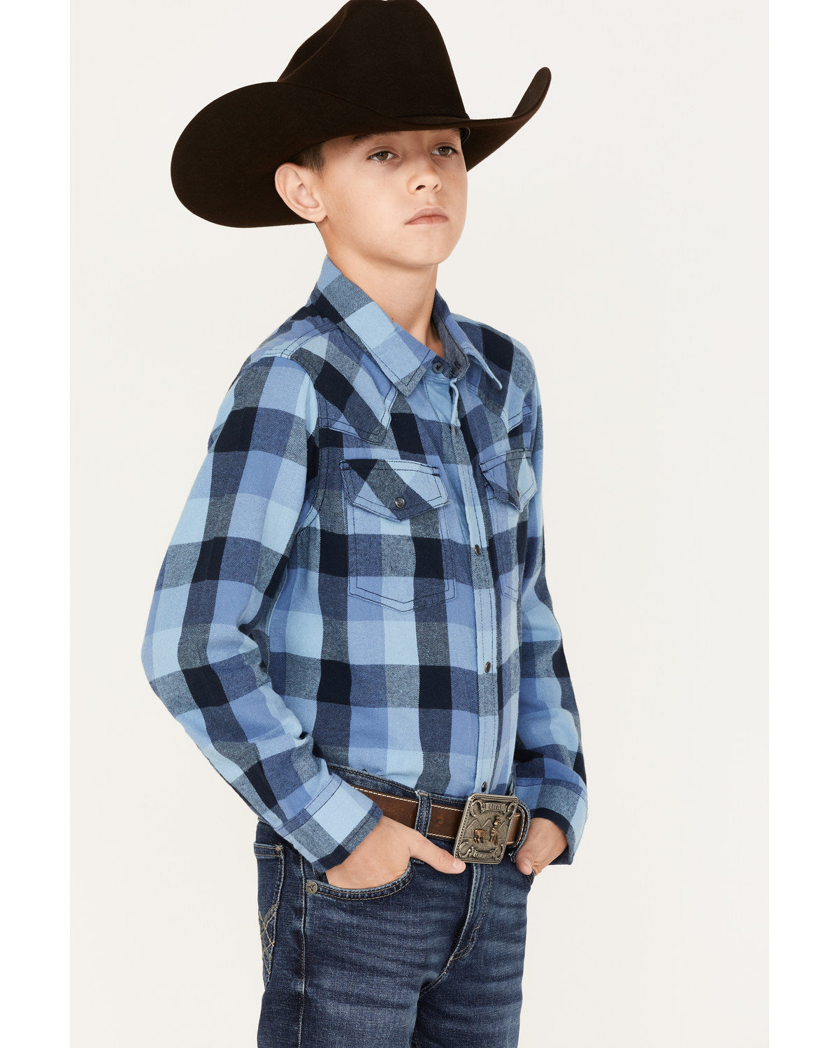 Boys' Plaid Print Long Sleeve Snap Western Flannel Shirt | Cody James Boys|Sale|Clothing