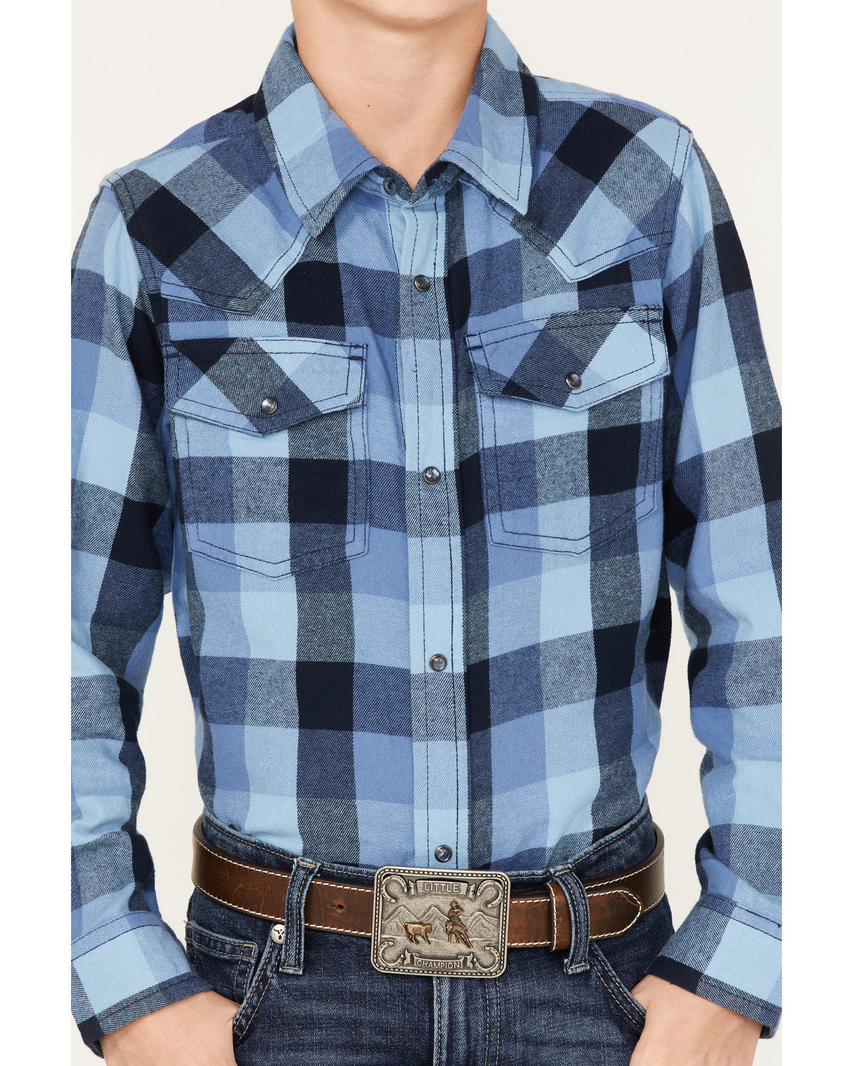 Boys' Plaid Print Long Sleeve Snap Western Flannel Shirt | Cody James Boys|Sale|Clothing