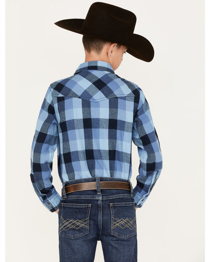 Boys' Plaid Print Long Sleeve Snap Western Flannel Shirt | Cody James Boys|Sale|Clothing
