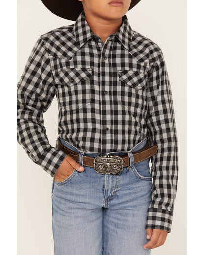 Boys' Gingham Print Long Sleeve Snap Western Flannel Shirt | Cody James Boys|Sale|Clothing