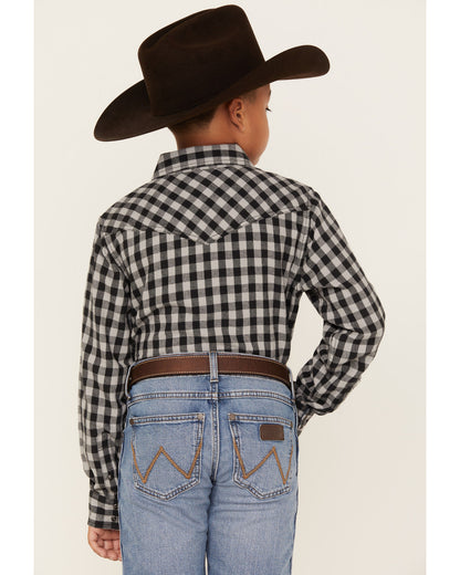 Boys' Gingham Print Long Sleeve Snap Western Flannel Shirt | Cody James Boys|Sale|Clothing