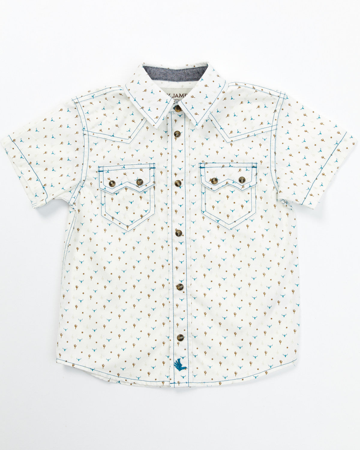 Toddler Boys' Bull and Cactus Print Short Sleeve Snap Weste | Cody James Boys|Clothing