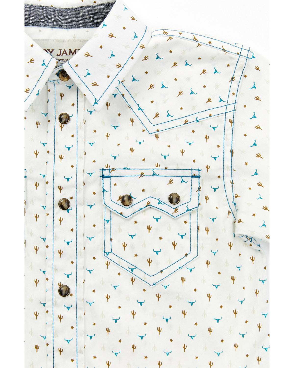Toddler Boys' Bull and Cactus Print Short Sleeve Snap Weste | Cody James Boys|Clothing
