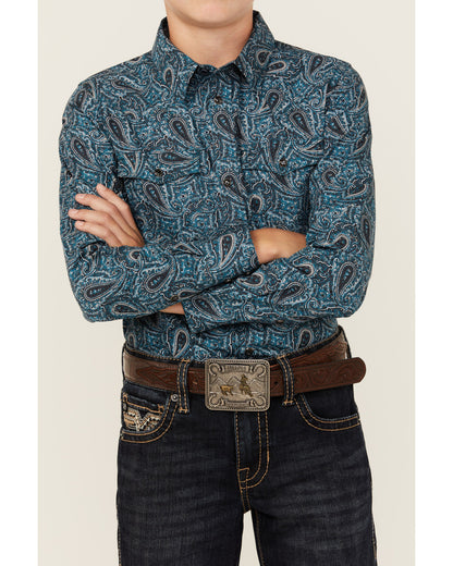 Boys' Lasso Paisley Print Long Sleeve Snap Western Shirt | Cody James Boys|Sale|Clothing