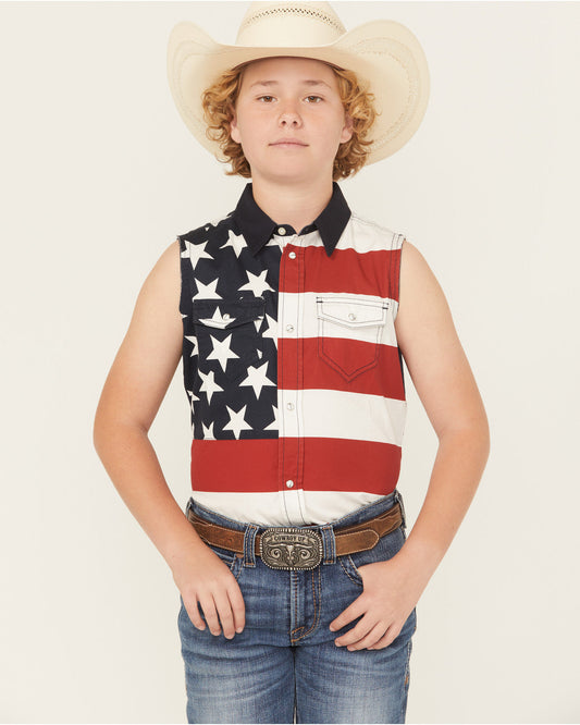 Boys' 2nd Amendment Bubba Sleeveless Snap Western Shirt | Cody James Boys|Clothing