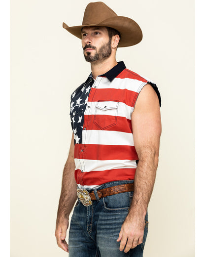 Men's American Flag Bubba Sleeveless Western Shirt | Cody James Boys|Clothing