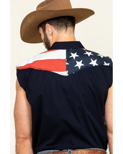 Men's American Flag Bubba Sleeveless Western Shirt | Cody James Boys|Clothing
