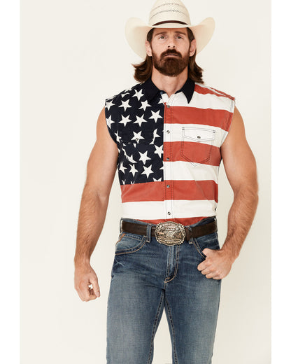Men's American Flag Bubba Sleeveless Western Shirt | Cody James Boys|Clothing