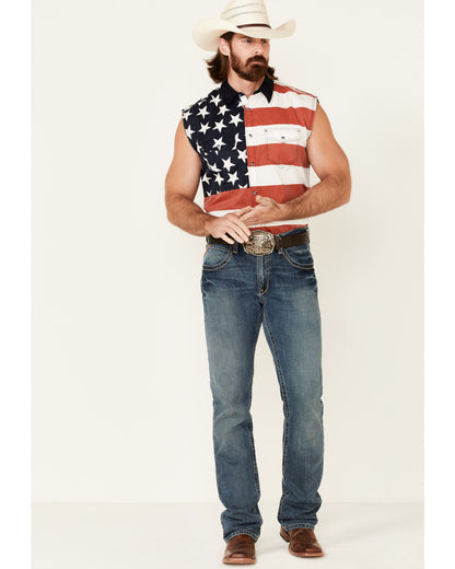 Men's American Flag Bubba Sleeveless Western Shirt | Cody James Boys|Clothing