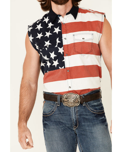 Men's American Flag Bubba Sleeveless Western Shirt | Cody James Boys|Clothing
