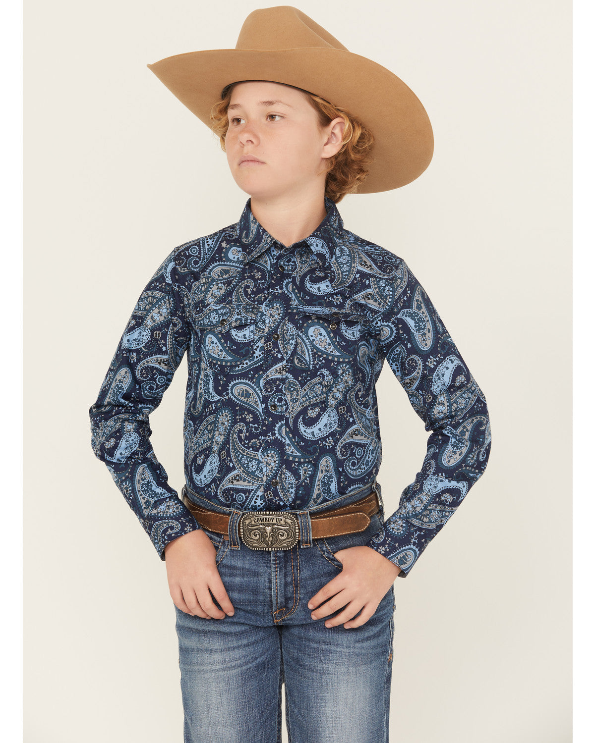 Boys' Westward Paisley Print Long Sleeve Snap Western Shirt | Cody James Boys|Sale|Clothing
