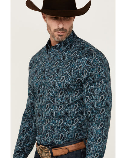 Men's Lasso Paisley Print Long Sleeve Button-Down Stretch W | Cody James Boys|Clothing|Sale