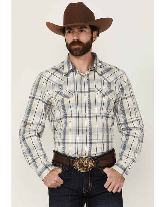 Men's Western Wind Plaid Print Long Sleeve Snap Western Shi | Cody James Boys|Clothing