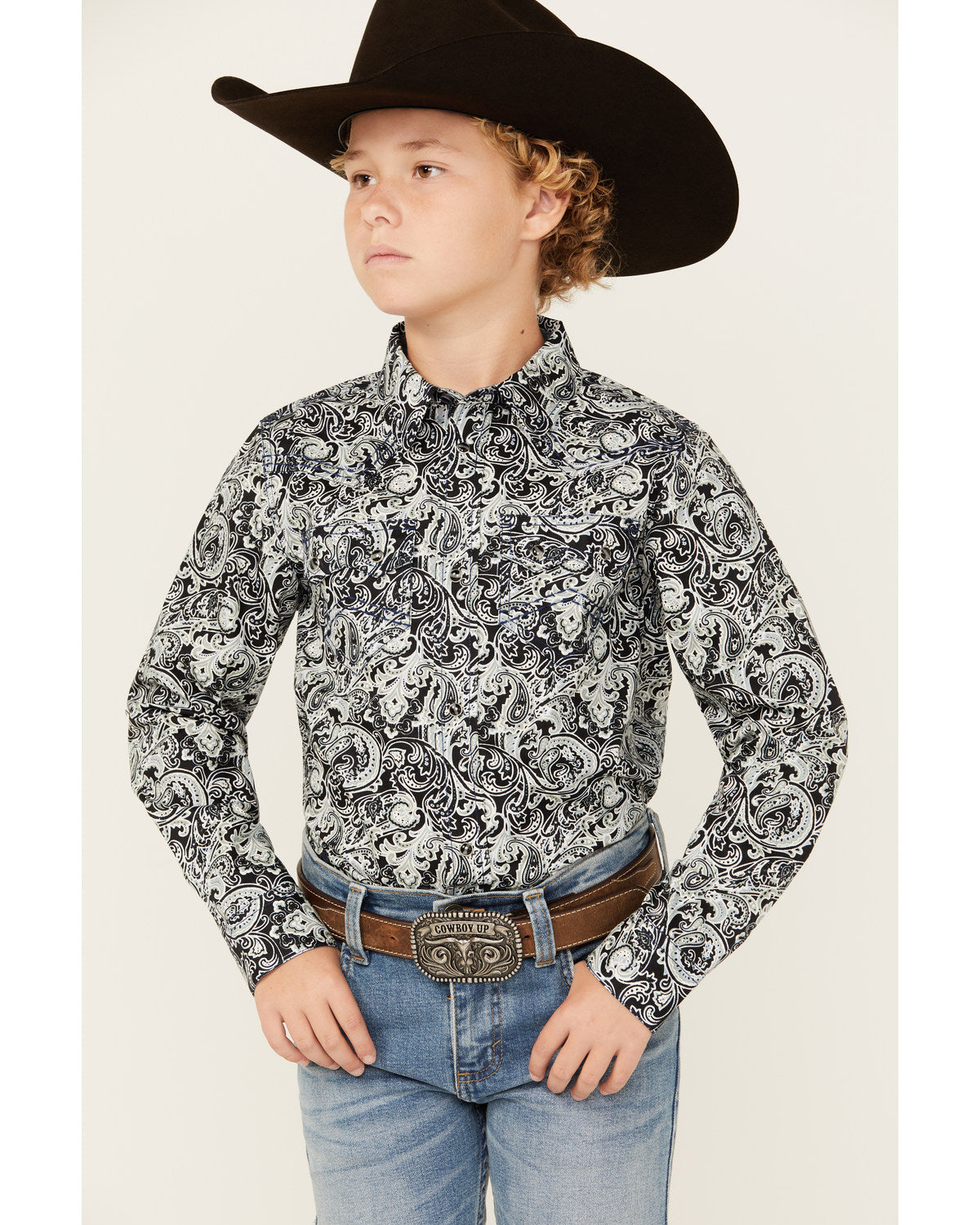 Boys' Showdown Paisley Print Long Sleeve Snap Western Shirt | Cody James Boys|Sale|Clothing