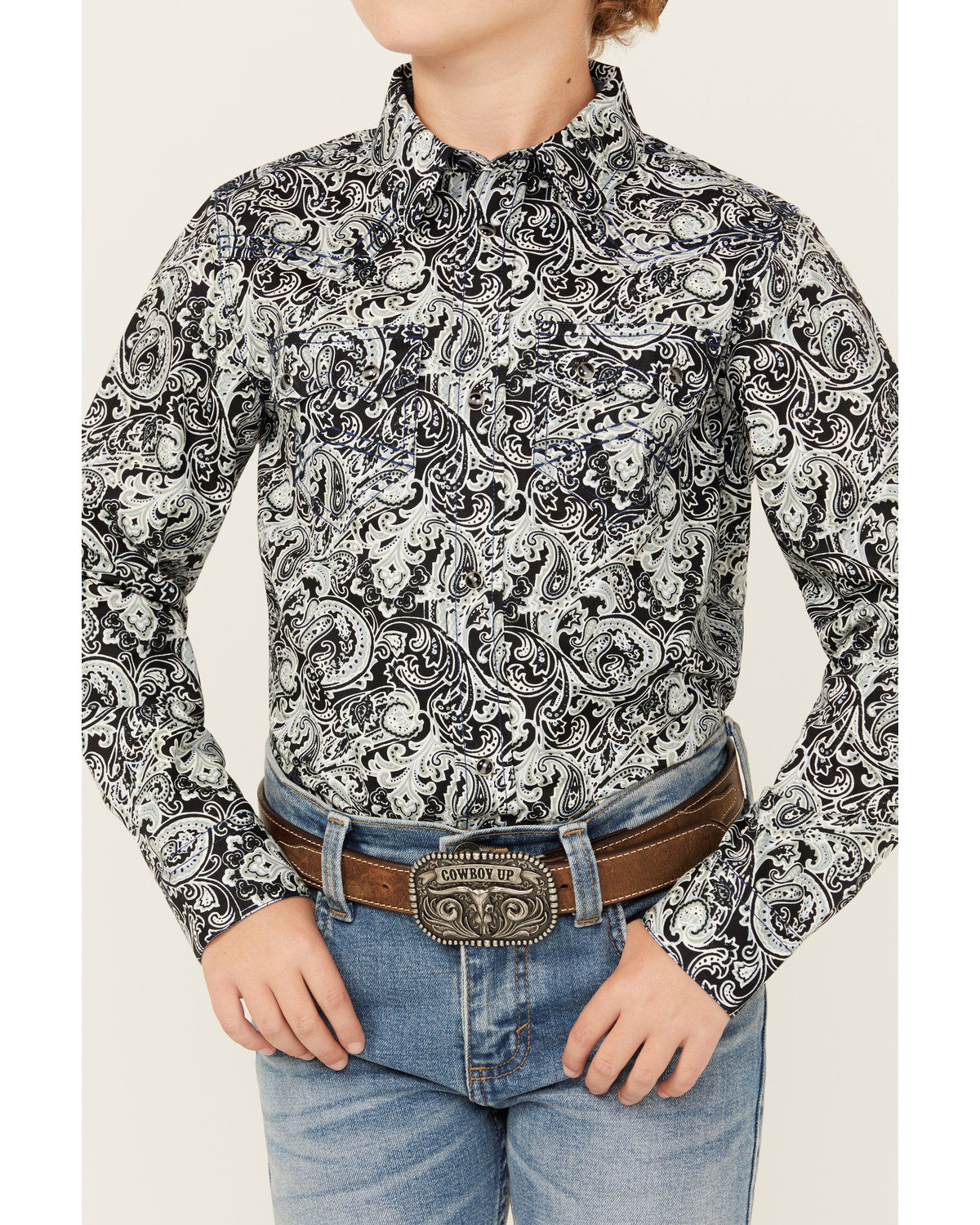 Boys' Showdown Paisley Print Long Sleeve Snap Western Shirt | Cody James Boys|Sale|Clothing