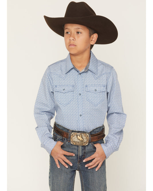 Boys' Coastal Cowboy Geo Print Long Sleeve Snap Western Shi | Cody James Boys|Sale|Clothing