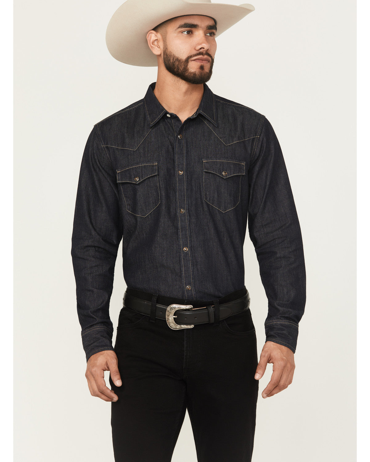 Black 1978® Men's Long Sleeve Snap Denim Western Shirt | Cody James Clothing