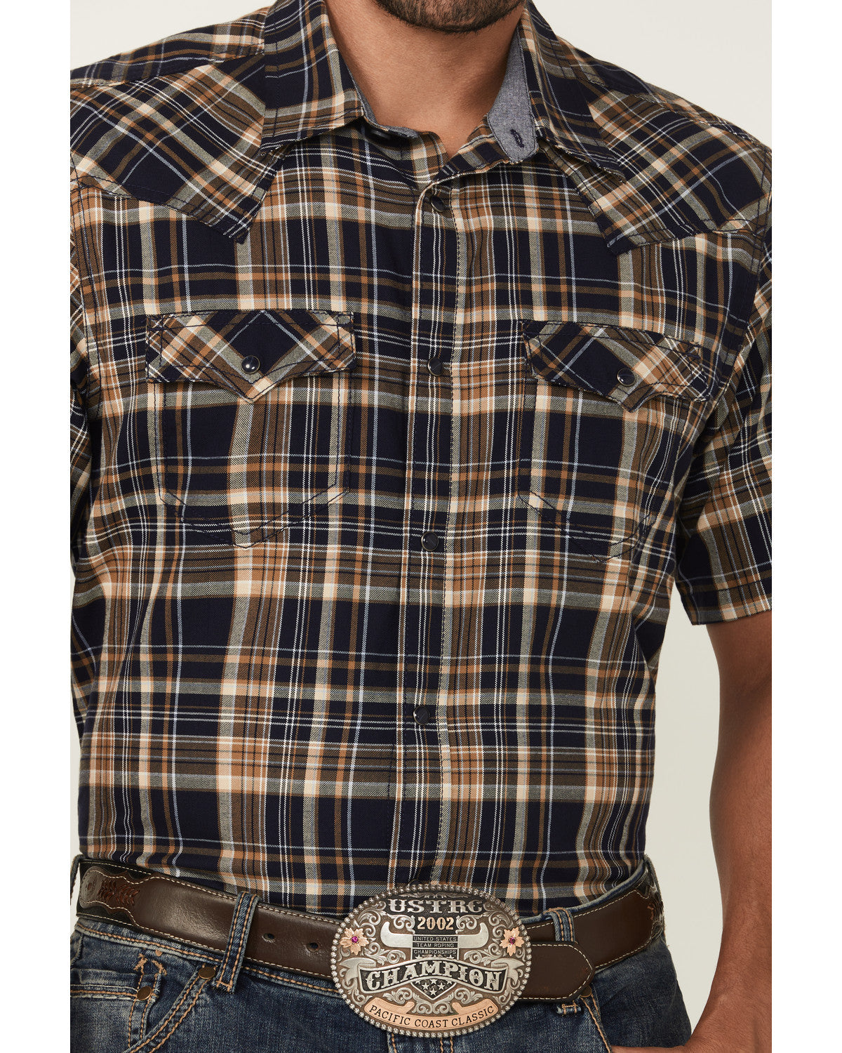 Men's Rustic Rodeo Plaid Print Short Sleeve Snap Western Sh | Cody James Clothing|Sale