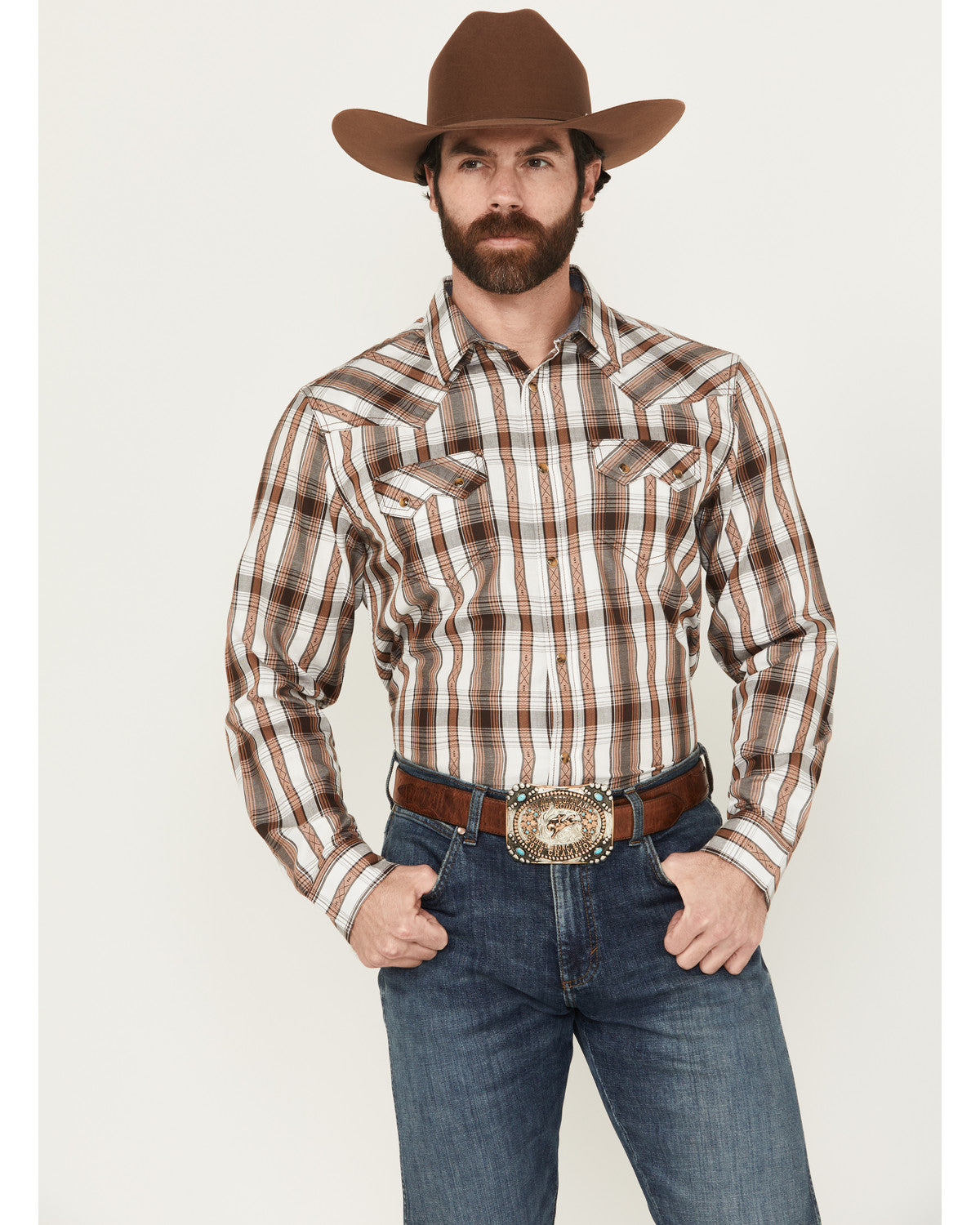 Men' Rodeo Plaid Print Long Sleeve Snap Western Shirt | Cody James Clothing