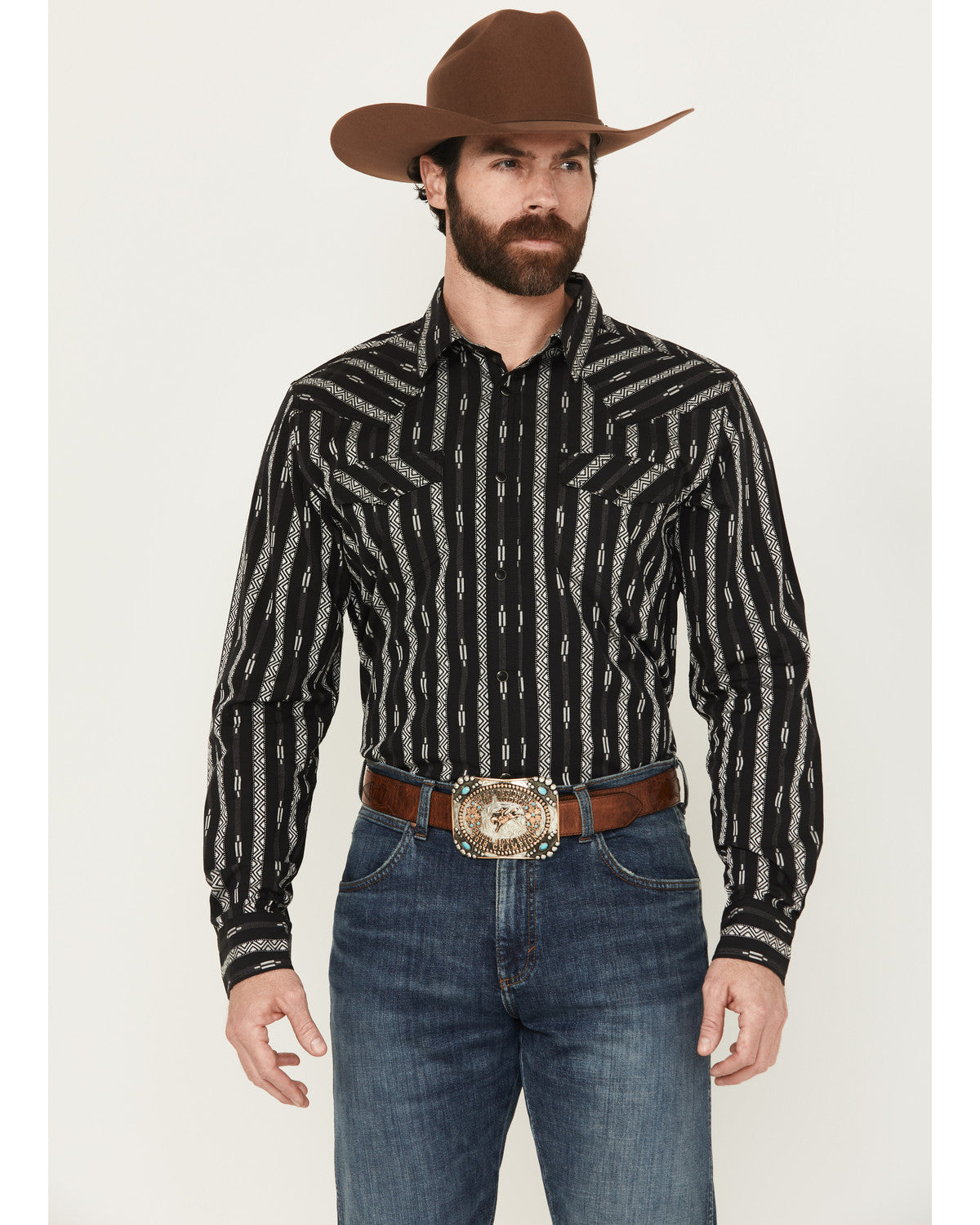 Men's Range Rover Ready Striped Long Sleeve Snap Western Sh | Cody James Clothing
