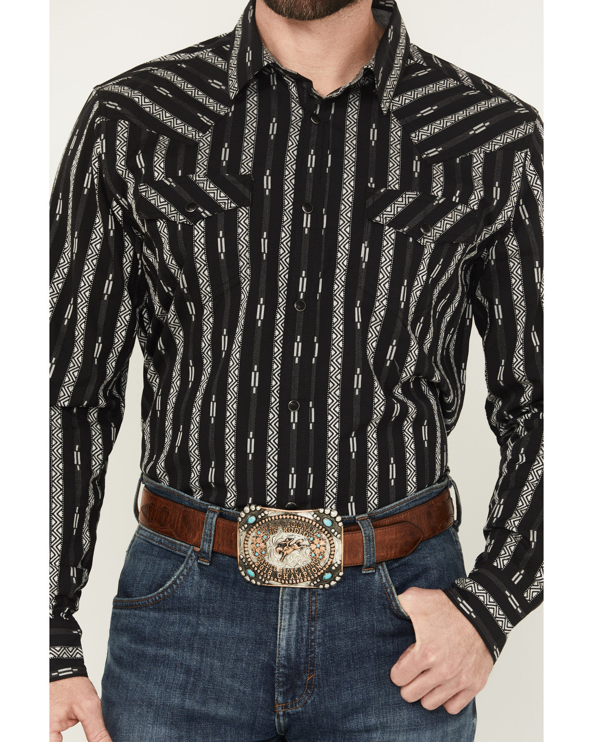 Men's Range Rover Ready Striped Long Sleeve Snap Western Sh | Cody James Clothing